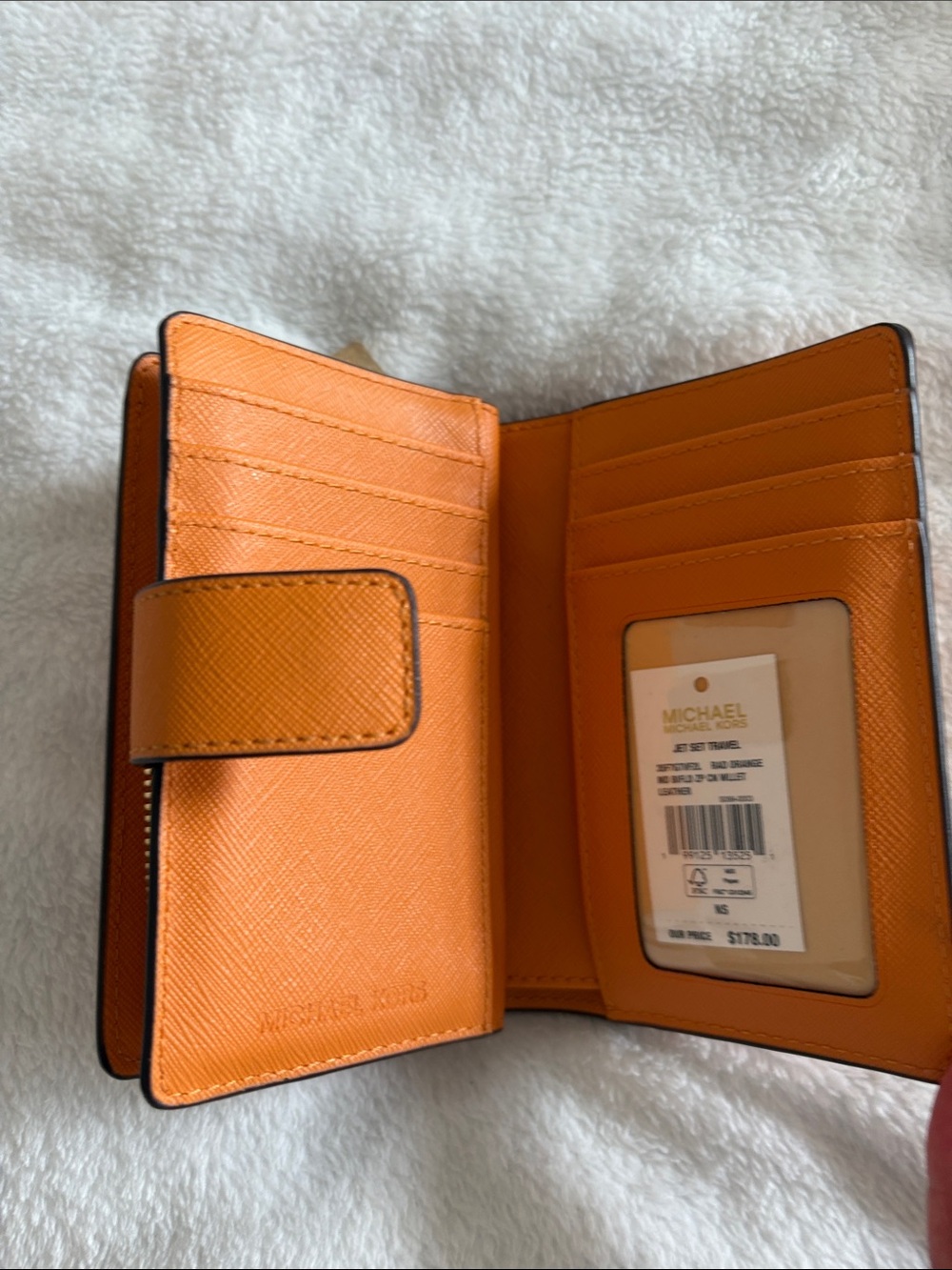 Michael Kors Orange Saffiano Zip-Around Wallet - Picture 4 of 6
